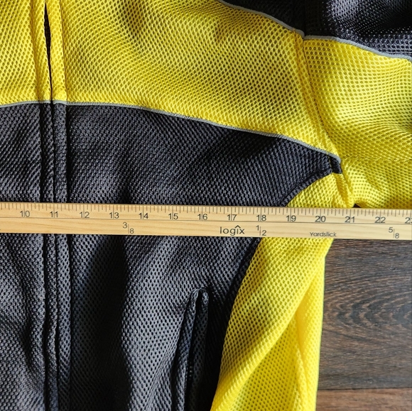 XElement Motorcycle Jacket Padded Mesh Moto Racing Mens LARGE Black Yellow - Picture 7 of 8